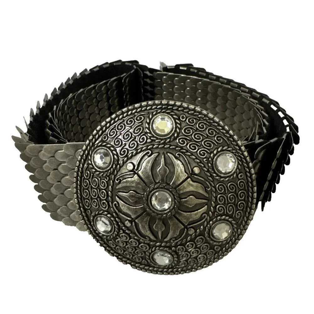 Medallion Belt Women’s Metal Vintage’s 90s Elastic Segmented inch Embellished